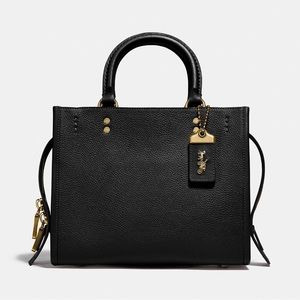 COACH Rogue 25 NWT Black Purple Suede w/ Crossbody & Shoulder Straps Satchel